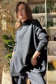 Charli Honeycomb Oversized Turtle Knit Black